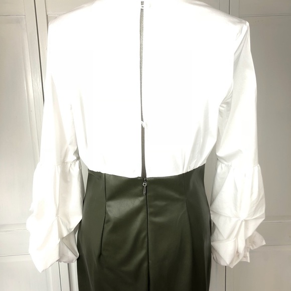 NEW YORK & CO COTTON/VEGAN LEATHER DRESS - Picture 7 of 7